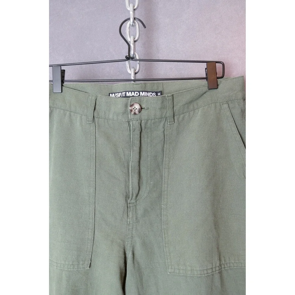 M/SF/T Mad Minds Utility Pants Mens M Olive Green Cotton‎ Linen Blend Casual